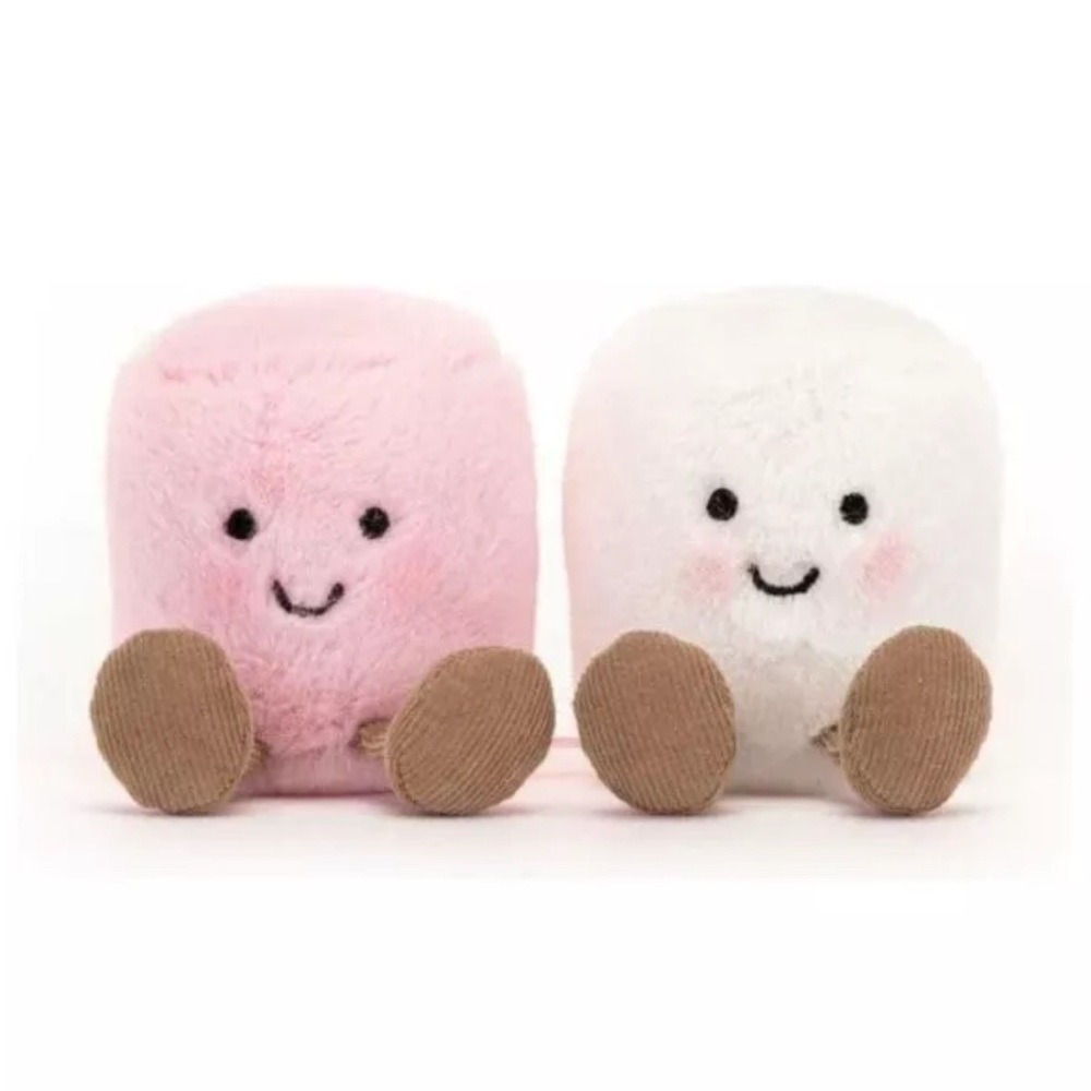 Jellycat Amuseables Pink and White Marshmallow 1 pair BNWT NEW